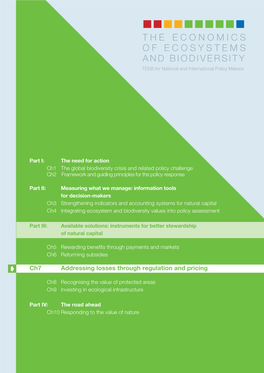 The Economics of Ecosystems and Biodiversity for National and International Policy Makers (2009)