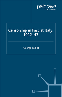 Censorship in Fascist Italy, 1922–43