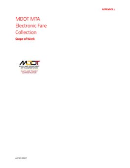 MDOT MTA Electronic Fare Collection Scope of Work