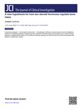 A New Hypothesis for How Sex Steroid Hormones Regulate Bone Mass