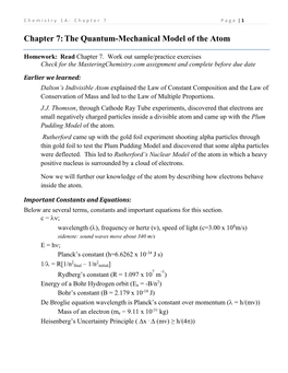 Chapter 7:The Quantum-Mechanical Model of the Atom