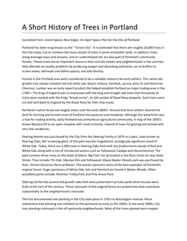 A Short History of Trees in Portland