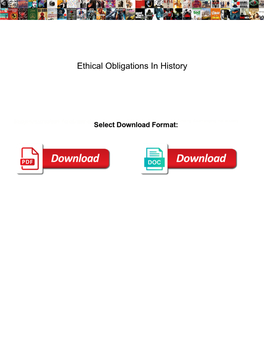 Ethical Obligations in History