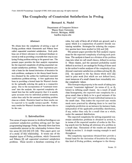 1990-The Complexity of Constraint Satisfaction in Prolog