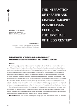 The Interaction of Theater and Cinematography in Uzbekistan Culture in the First Half of the Xx Century