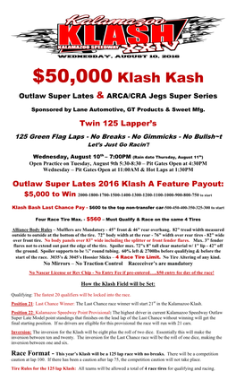 Kalamazoo Klash XVII Information Sheet