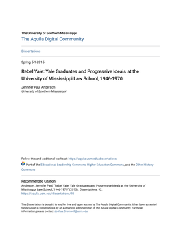 Yale Graduates and Progressive Ideals at the University of Mississippi Law School, 1946-1970