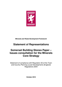 Statement of Representations Somerset Building Stones Paper