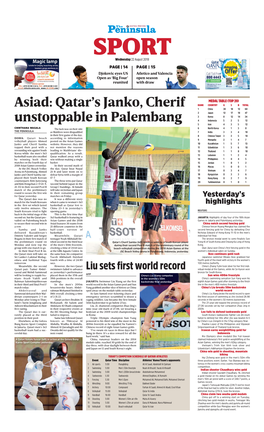 Qatar's Janko, Cherif Unstoppable in Palembang