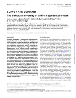 The Structural Diversity of Artificial Genetic Polymers