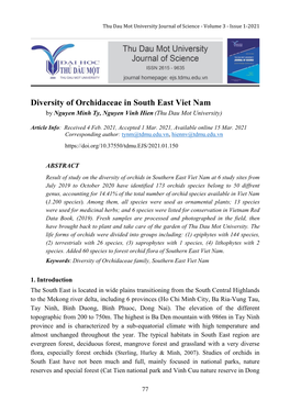 Diversity of Orchidaceae in South East Viet Nam by Nguyen Minh Ty, Nguyen Vinh Hien (Thu Dau Mot University)