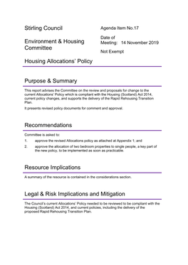 Housing Allocations' Policy