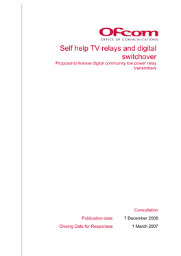 Self-Help TV Relays and Digital Switchover