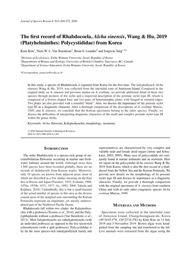 The First Record of Rhabdocoela, Alcha Sinensis, Wang & Hu, 2019 (Platyhelminthes: Polycystididae) from Korea