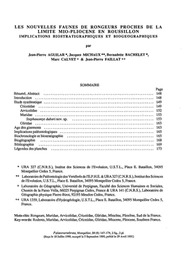 Les Nouvelles Faunes De Rongeurs Proches De La Limite Mio-Pliocene En Roussillon Implications Biostratigraphiques Et Bio Geographiques