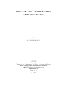 Say What I Am Called: a Corpus of Anglo-Saxon Self-Referential Inscriptions