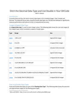 Ditch the Decimal Data Type and Use Double in Your C# Code John F