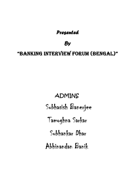 Subhasish Banerjee Tamoghna Sarkar Subhankar Dhar Abhinandan Banik