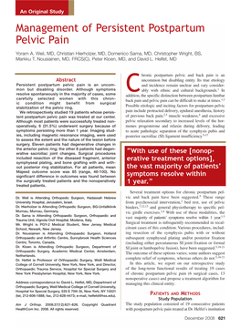 Management of Persistent Postpartum Pelvic Pain