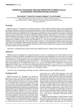 PHENOLOGY, POLLINATION and SEED PRODUCTION of Millettia Pinnata in KUNUNURRA, NORTHERN WESTERN AUSTRALIA