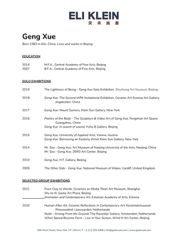 Geng Xue Born 1983 in Jilin, China
