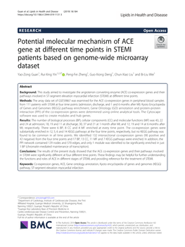 Potential Molecular Mechanism of ACE Gene at Different Time Points In