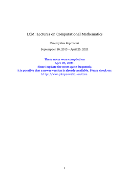 LCM: Lectures on Computational Mathematics