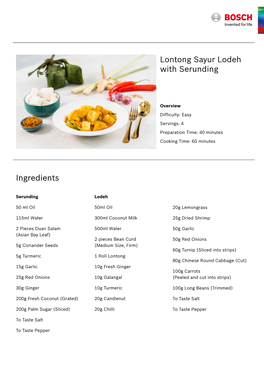 Lontong Sayur Lodeh with Serunding Ingredients