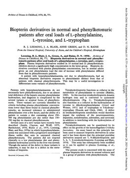 Patients After Oral Loads Ofl-Phenylalanine, L-Tyrosine, and L-Tryptophan