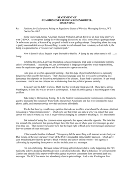 Statement of Commissioner Jessica Rosenworcel, Dissenting