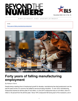 Forty Years of Falling Manufacturing Employment