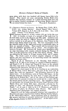 Geological Survey of Canada. by Robert Bell ISO, M D