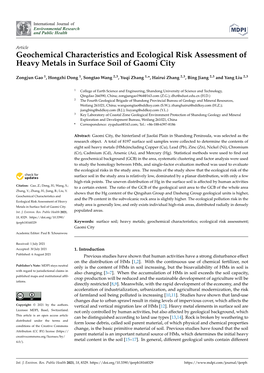 Geochemical Characteristics and Ecological Risk Assessment of Heavy Metals in Surface Soil of Gaomi City