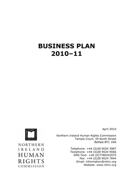 Business Plan 2010–11