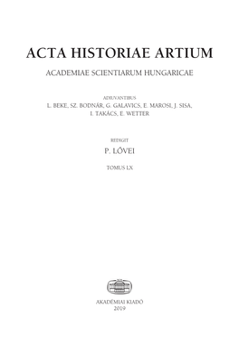 Acta Historiae Artium Academiae Scientiarum Hungaricae