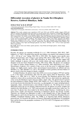 Differential Recession of Glaciers in Nanda Devi Biosphere Reserve, Garhwal Himalaya, India