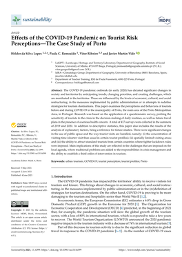 Effects of the COVID-19 Pandemic on Tourist Risk Perceptions—The Case Study of Porto