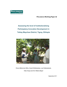 Assessing the Level of Institutionalising Participatory Innovation Development in Tahtay Maychew District, Tigray, Ethiopia