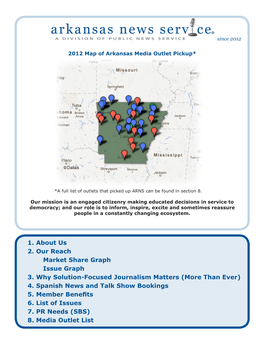 1. About Us 2. Our Reach Market Share Graph Issue Graph 3