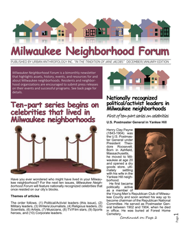Nationally Recognized Political/Activist Leaders in Milwaukee Neighborhoods