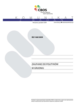 Zaufanie Do Polityków W Grudniu