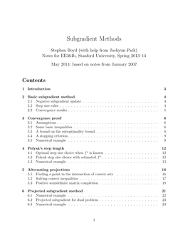 Subgradient Methods