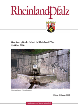 Gewässergüte Der Mosel in Rheinland-Pfalz 1964 Bis 2000