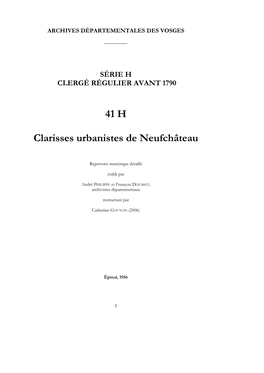 41 H Clarisses Urbanistes De Neufchâteau