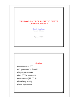 Deployments of Elliptic Curve Cryptography