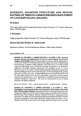 Diversity, Diameter Structure and Spatial Pattern of Trees in a Semi-Evergreen Rain Forest Langkawn O I Island, Malaysia