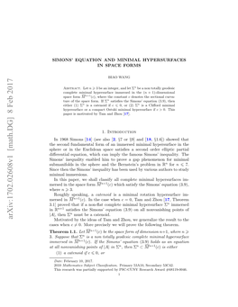 Simons' Equation and Minimal Hypersurfaces in Space Forms