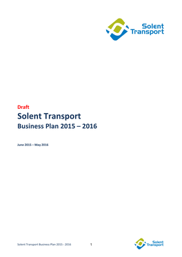 Solent Transport Business Plan 2015 – 2016