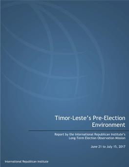 Timor-Leste's Pre-Election Environment