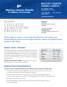 College Admission Profile 2014-2015